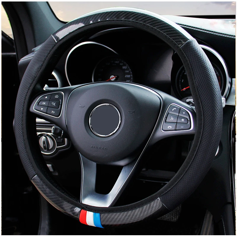 

Round/D Type Car Steering-wheel Cover No Inner Ring Crystal Carbon Fiber For TOYOTA-COROLLA Verso For PEUGEOT-206 CC For AUDI-A4