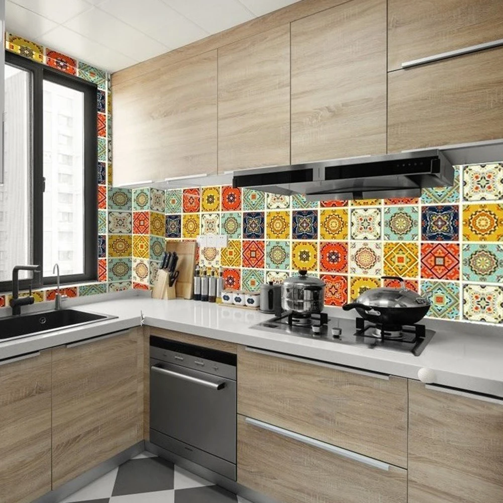 

Waterproof Floor Stickers Mediterranean Wallpaper Bathroom Wall Sticker House Renovation Decal DIY Wall Ground Room Decor