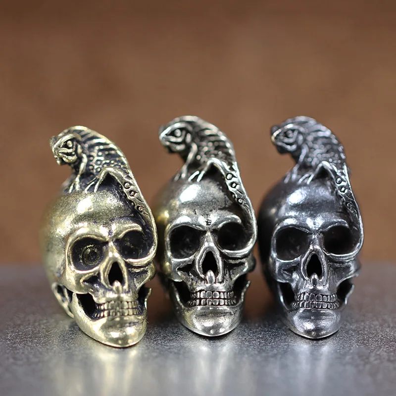 Латунные бусины для ножа в виде головы черепа ящерицы повседневного