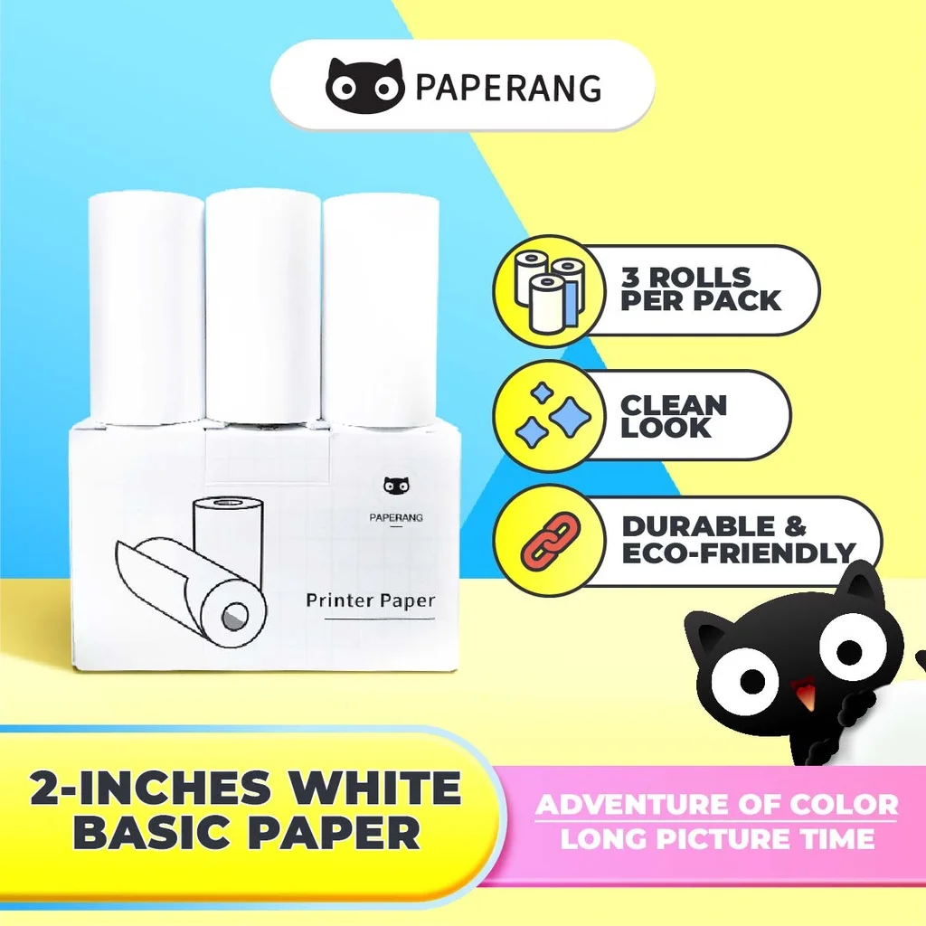 Paperang Official Basic Paper 3 Rolls 57mm & 30mm Thermal Label Paper for P1 P2 P2S DIY Mini Pocket Portable Printer BPA-Free