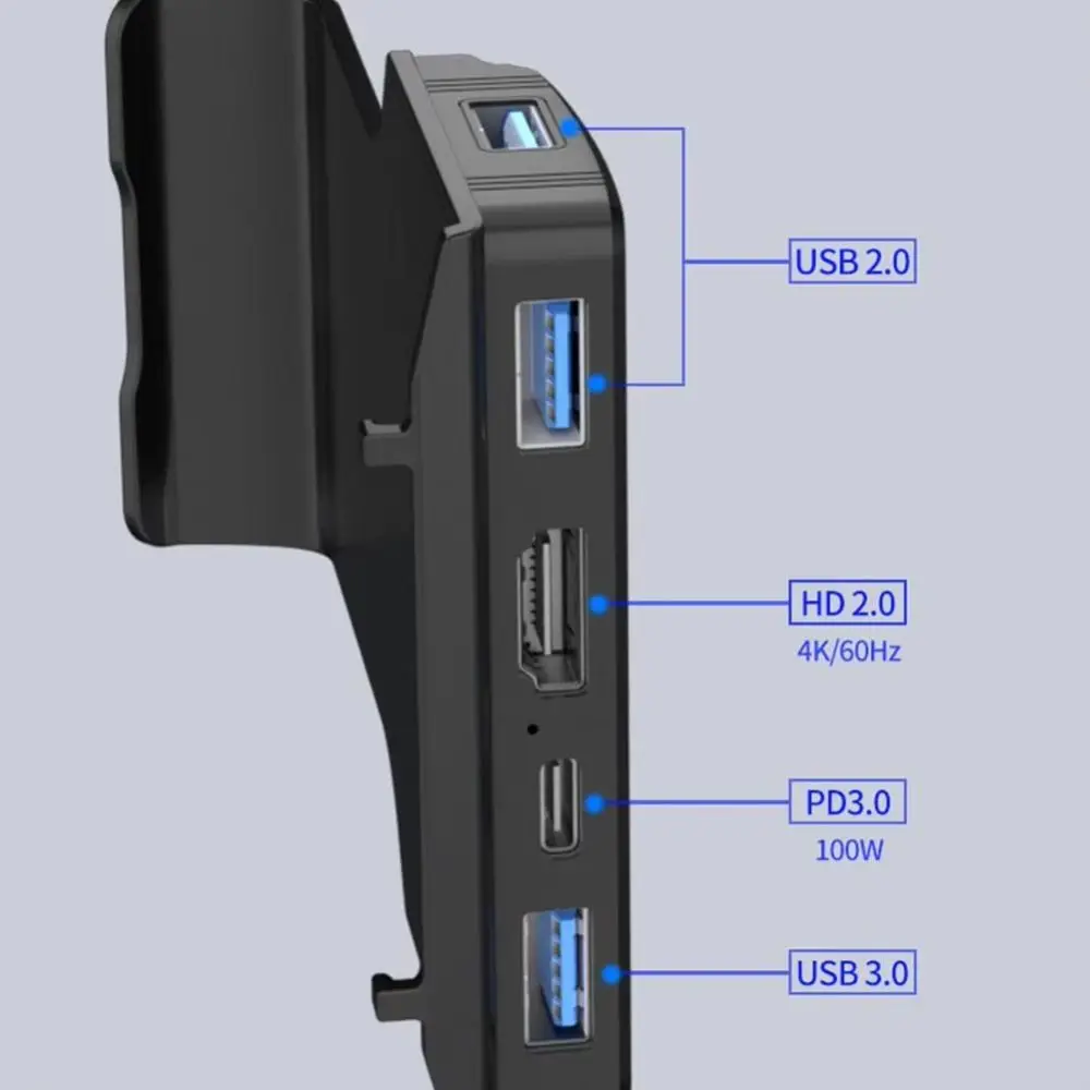 Фото Многофункциональная док-станция 5-в-1 для Steam Deck: USB-C на HDMI 4K@60Hz, USB-C хаб, зарядный хаб, док-держатель, HDMI-адаптер для игровых ТВ-устройств №1
