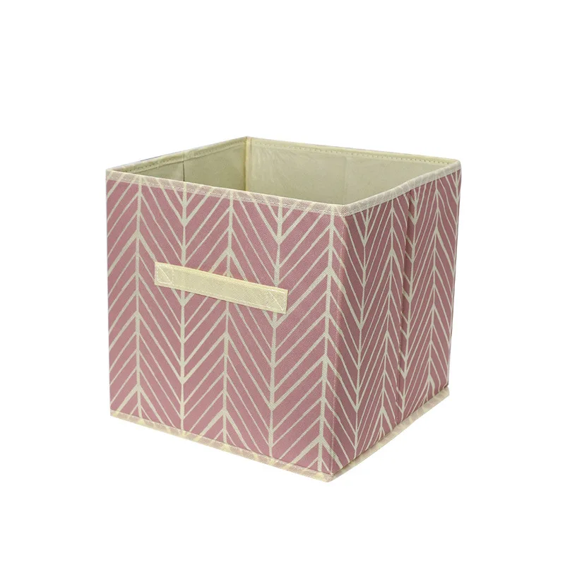 

34780114 Cotton and linen coverless folding fabric storage box for household goods