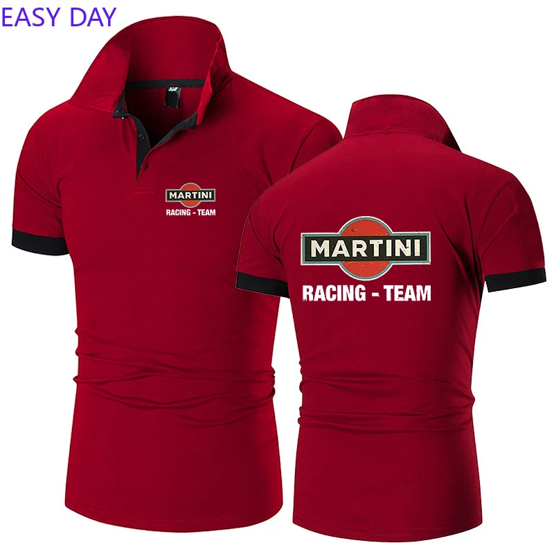 Рубашка-поло мужская с принтом логотипа Martini Racing модная дышащая деловая