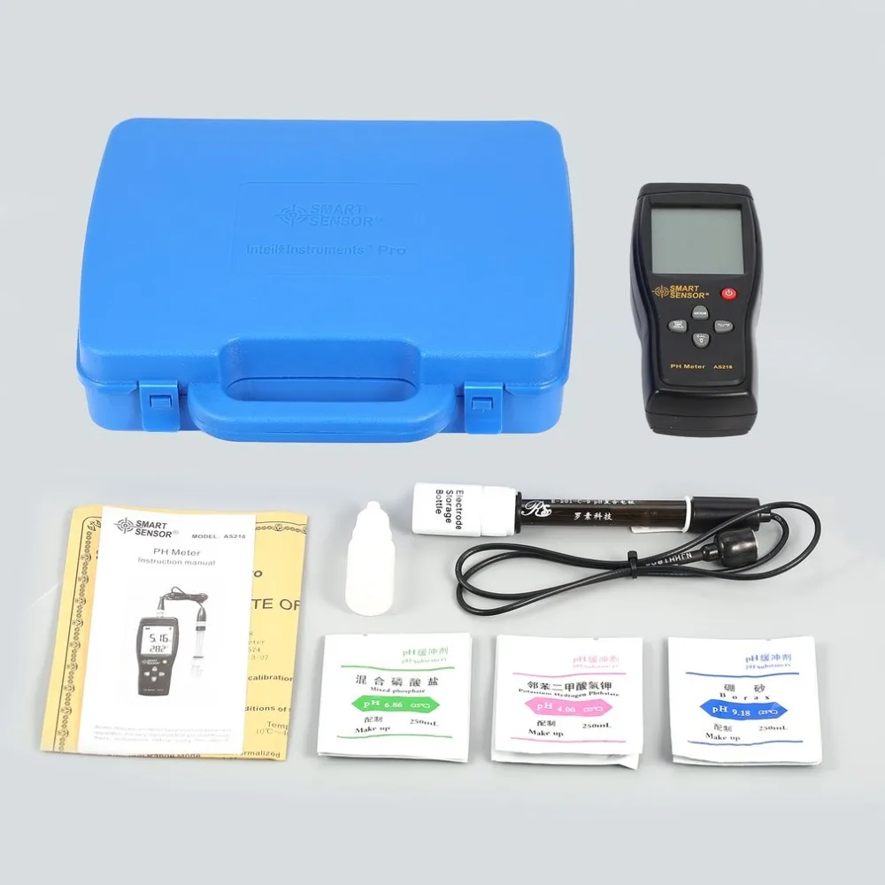 

PH Meter Smart Sensor AS218 Digital Range 0.00~14.00pH Soil PH Tester Water PH Acidity Meter LCD Display Liquid