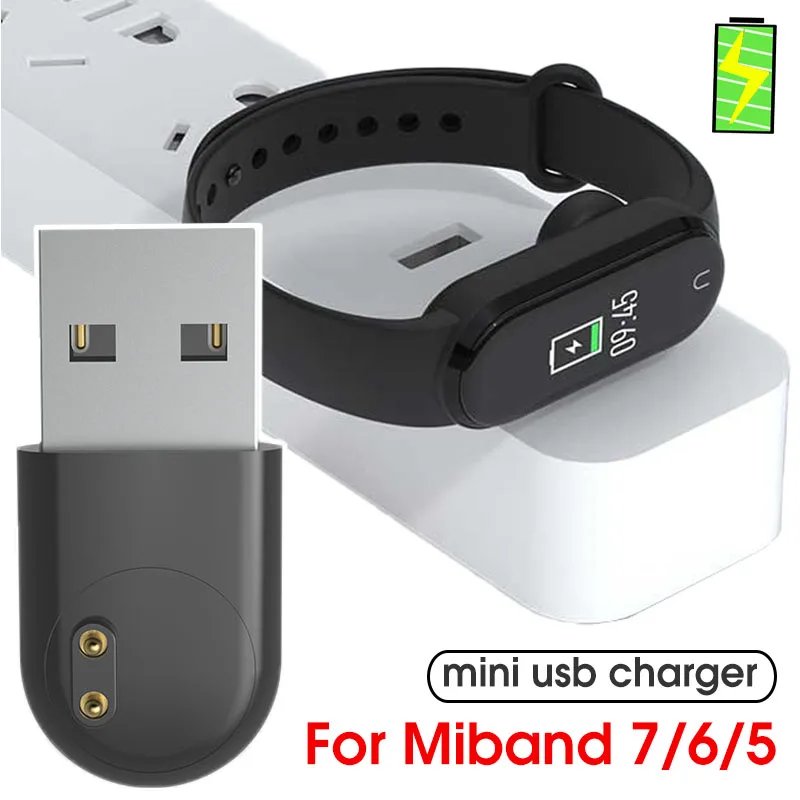 

Mini USB Charger for Mi Band 7 6 5 USB Charging Head Adapter for Xiaomi Miband 7/6/5 NFC Wristband Bracelet Portable Charger