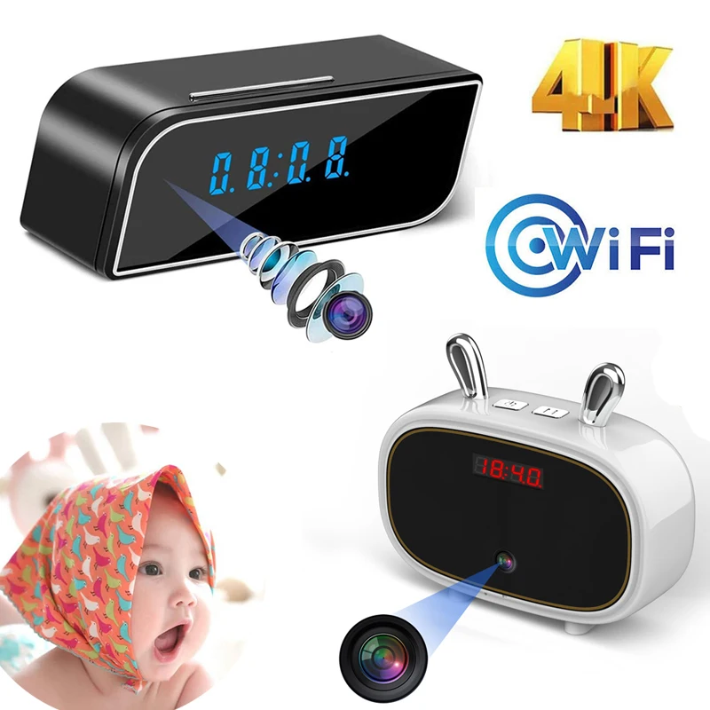

HD 4K 720P ip cam wireless WiFi mini clock camera motion detection night vision camcorder monitoring DV DVR network recorder