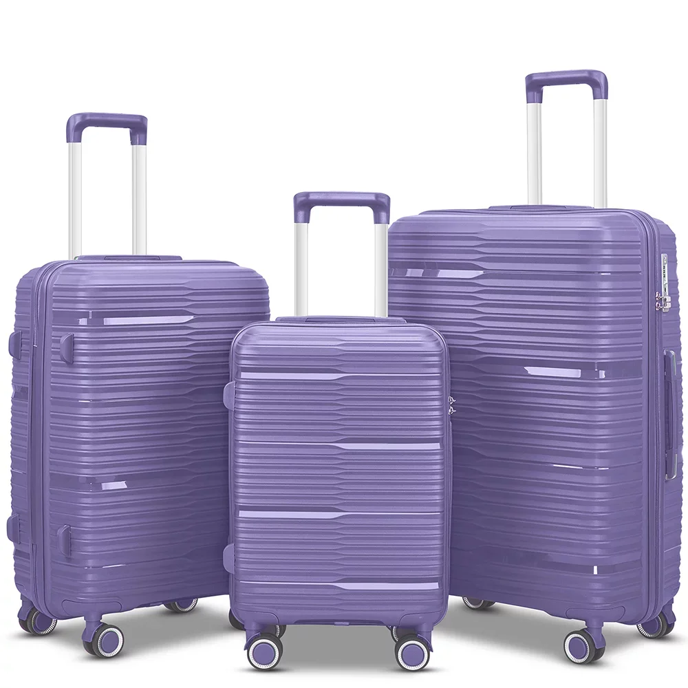 

3 Piece Luggage Sets, pp Hardside Suitcase Set, TSA Lock, Purple