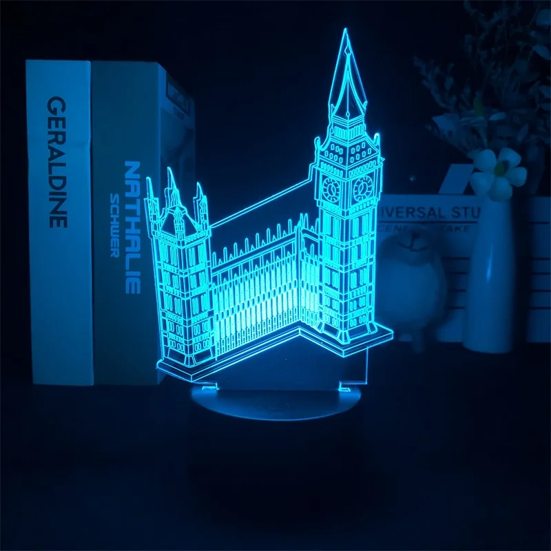 

NightLight Alarm Clock Base Light Big Ben on The Thames England Colorful Decorative Projector Dropship Room Delivery Child