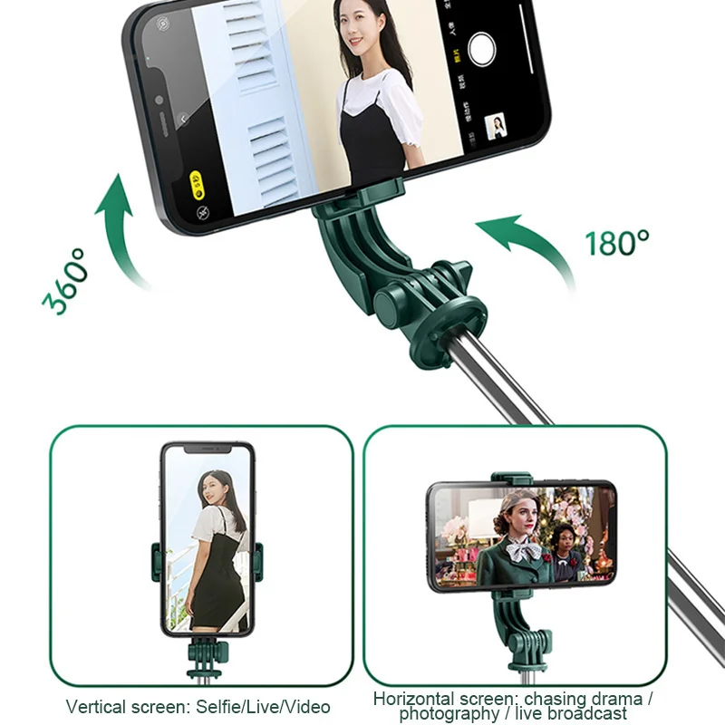 2022 Wireless Selfie Stick Mini Tripod Bluetooth Extendable Monopod Remote shutter For IOS Android phone live vlog video travel enlarge