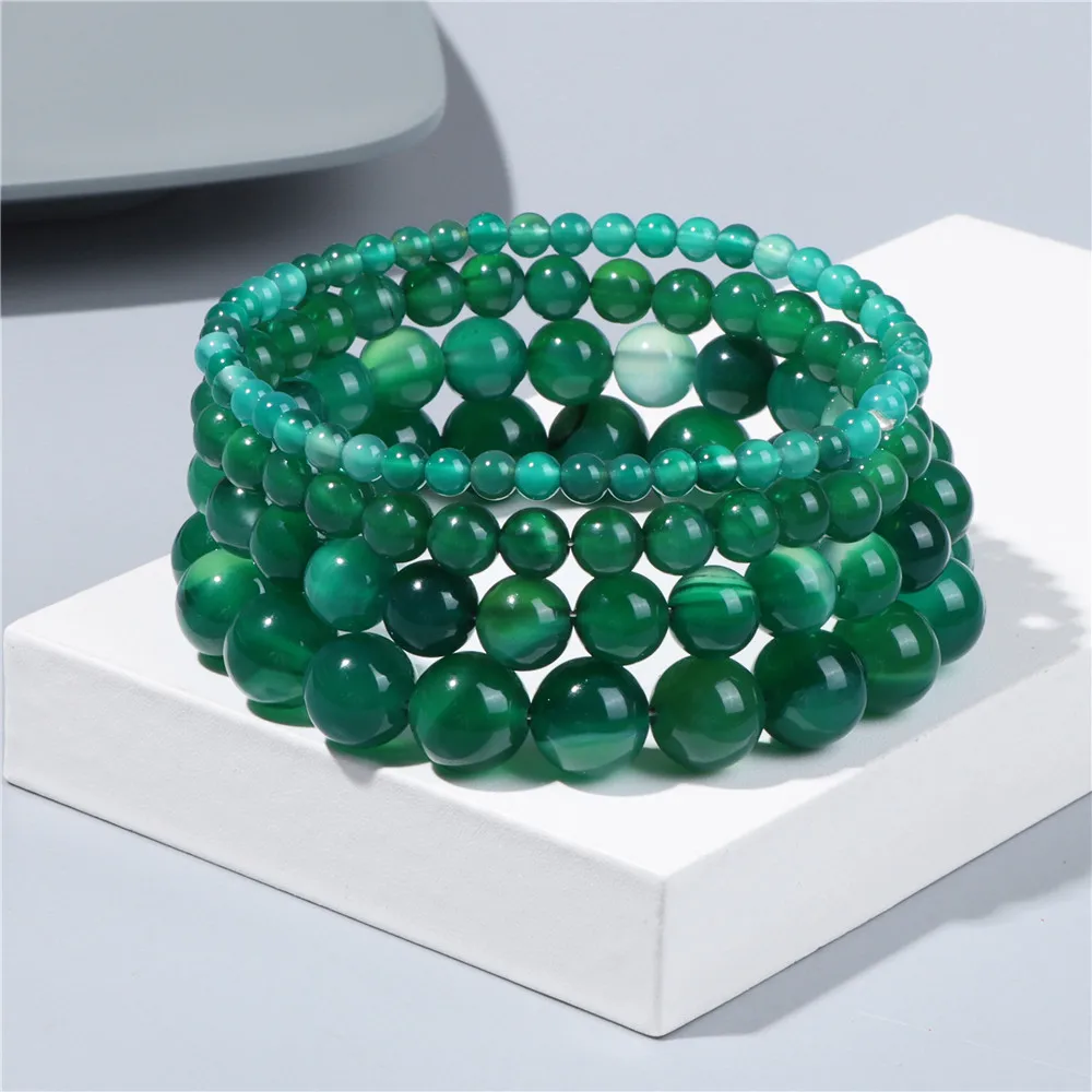 4/6/8/10мм Браслеты Рейки Записи Чакры Женщины Мужчины Агатовый Камень Бусинный Эластичный Браслет Целительный Браслет Йога Вечеринка Модные Украшения