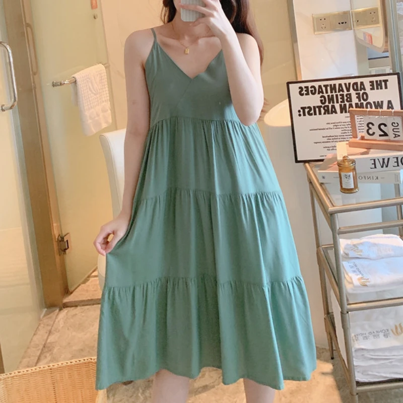 Ночные рубашки на бретелях-спагетти Женская милая одежда для сна с цветочным