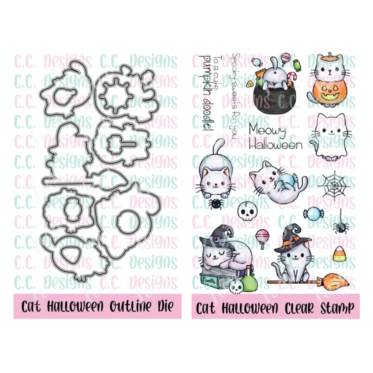 

Halloween Cat Stamps and Metal Cutting Dies Sets for Diy Scrapbooking Decoration Stencil Molds Craft Greeting Card Handmade