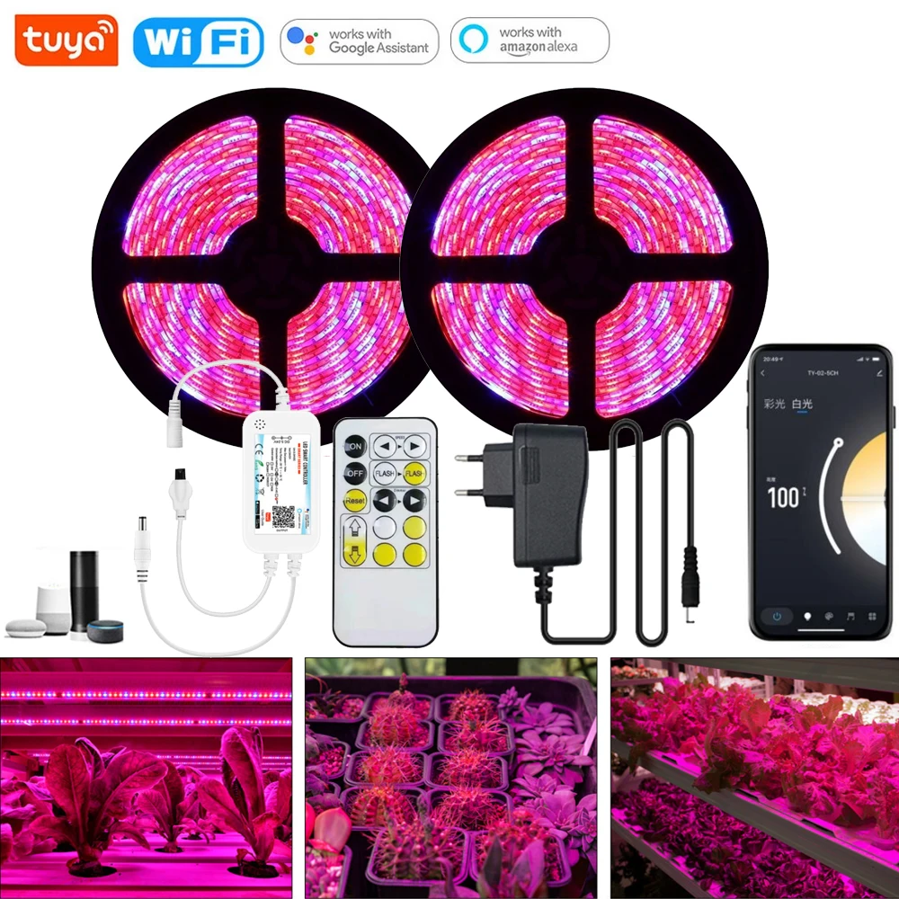 

5M 300Led Tuya Wifi Phytolamp Plants Led Grow Light Smart Dimmer Flexible Ribbon Greenhouse Hydroponic Growining Tape Smart Life