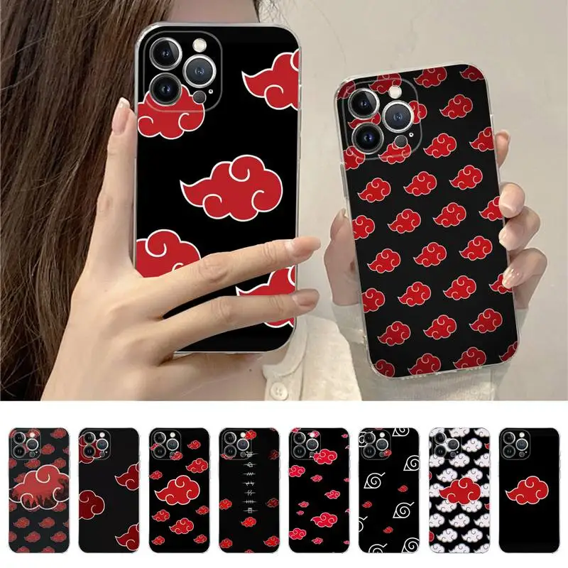 

BANDAI Anime Naruto Akatsuki Cloud Phone Case for iPhone 11 12 13 mini pro XS MAX 8 7 6 6S Plus X 5S SE 2020 XR cover