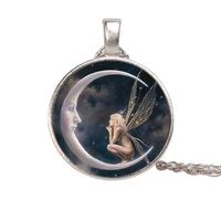 2021 new ladies necklace elf vintage alloy angel necklace time moon angel pendant necklace ladies jewelry charm gift