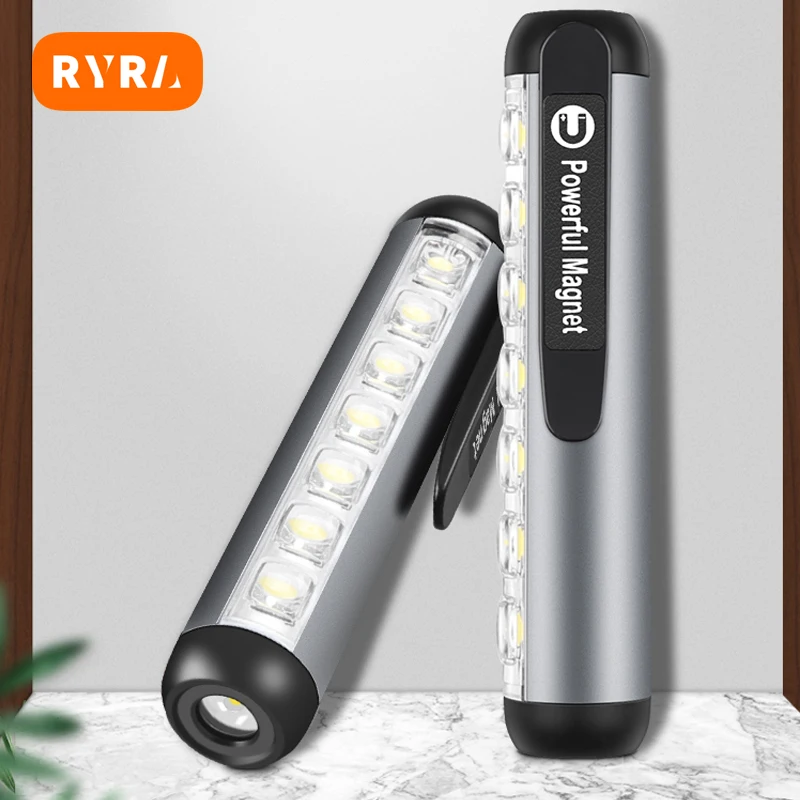 

Профессиональный мини-фонарик RYRA, светодиодный фонарик, портативный фонарик с зарядкой от USB, магнитные врачи, рабочие инструменты для ремо...