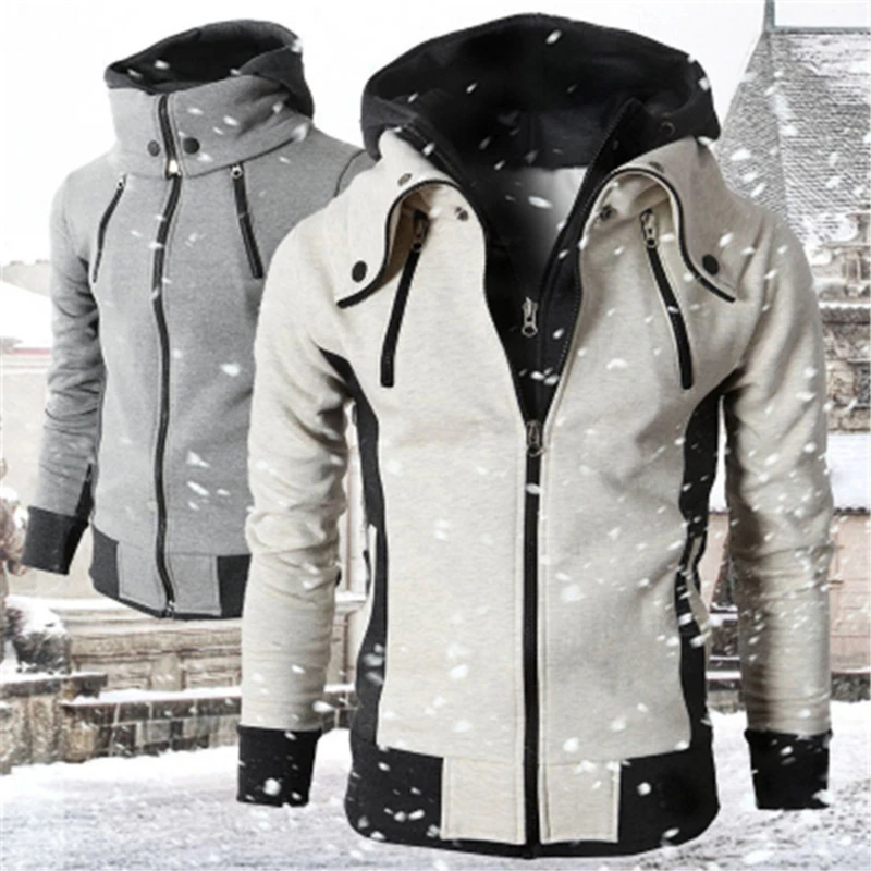 

Autumn Winter Men's Hoodies Coat Motorcycle Racing Team Pullover Personality Sportswear Zipper Jackets Warm Fashion