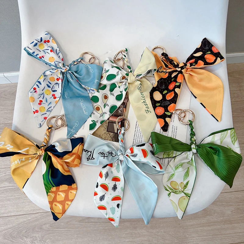 Милый Плетеный мягкий шелковый шарф 2022 брелок с бантом подвеска для сумки