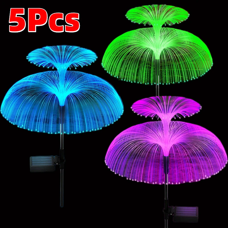 

Lights Layer Landscape Decor Light Solar Pathway Lamp Light Changing Lawn Jellyfish Double Solar Outdoor Garden Waterproof