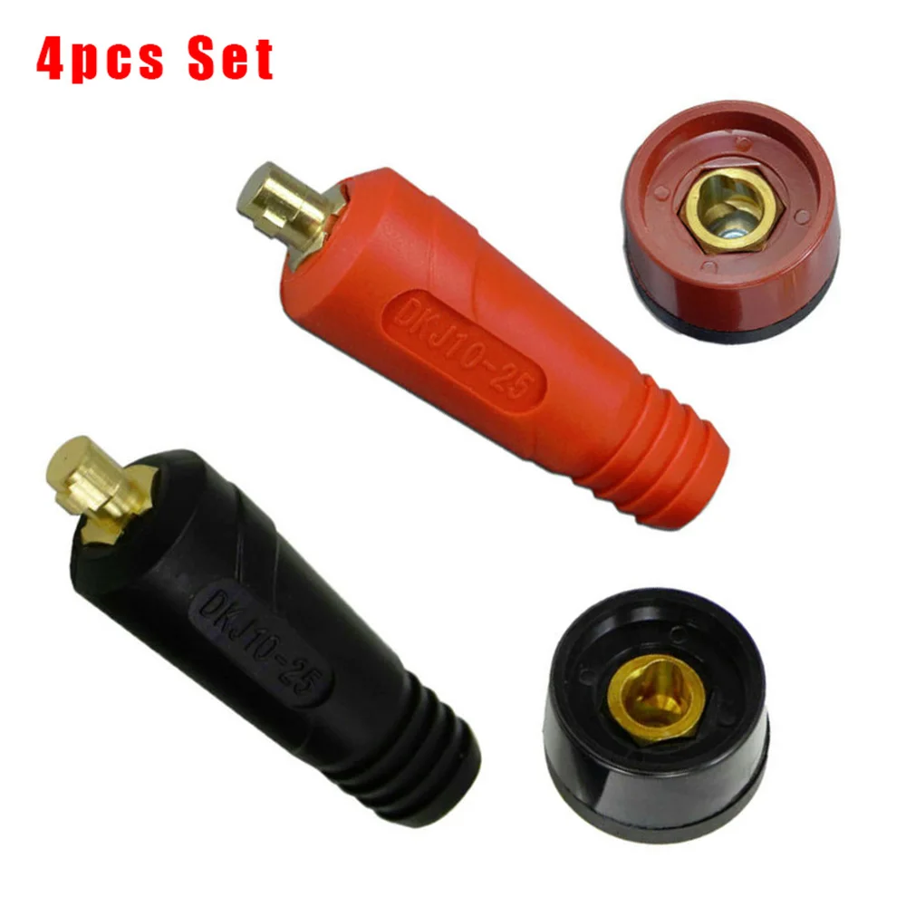 4Pcs TIG Welding Cable Panel Male Connector DKJ10-25 & DKZ10-25 Euro Style Connection Quick Fitting Welding Machine Accessory
