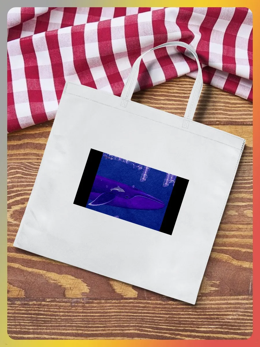 Белая эко - сумка шоппер с принтом Игры Ecco The Dolphin ( Пиксели Ностальгия Аркада