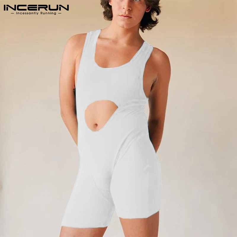 

Sexy Leisure New Men Homewear Bodysuit Well Fitting Rompers INCERUN Male Solid Color Front Cutout Hot Sale Jumpsuits S-5XL 2023