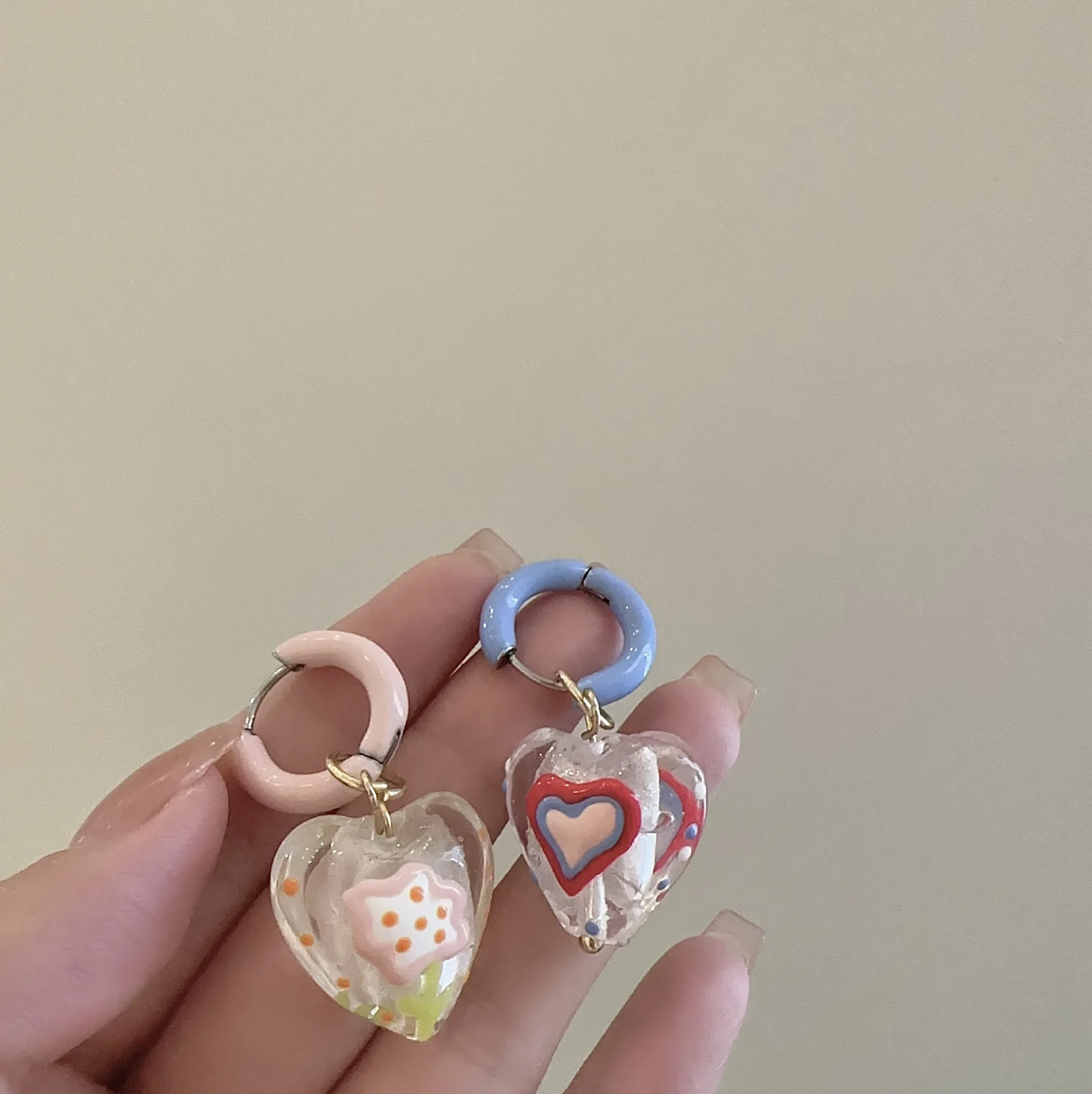 Серьги-капельки imixlot сердечки со стеклом