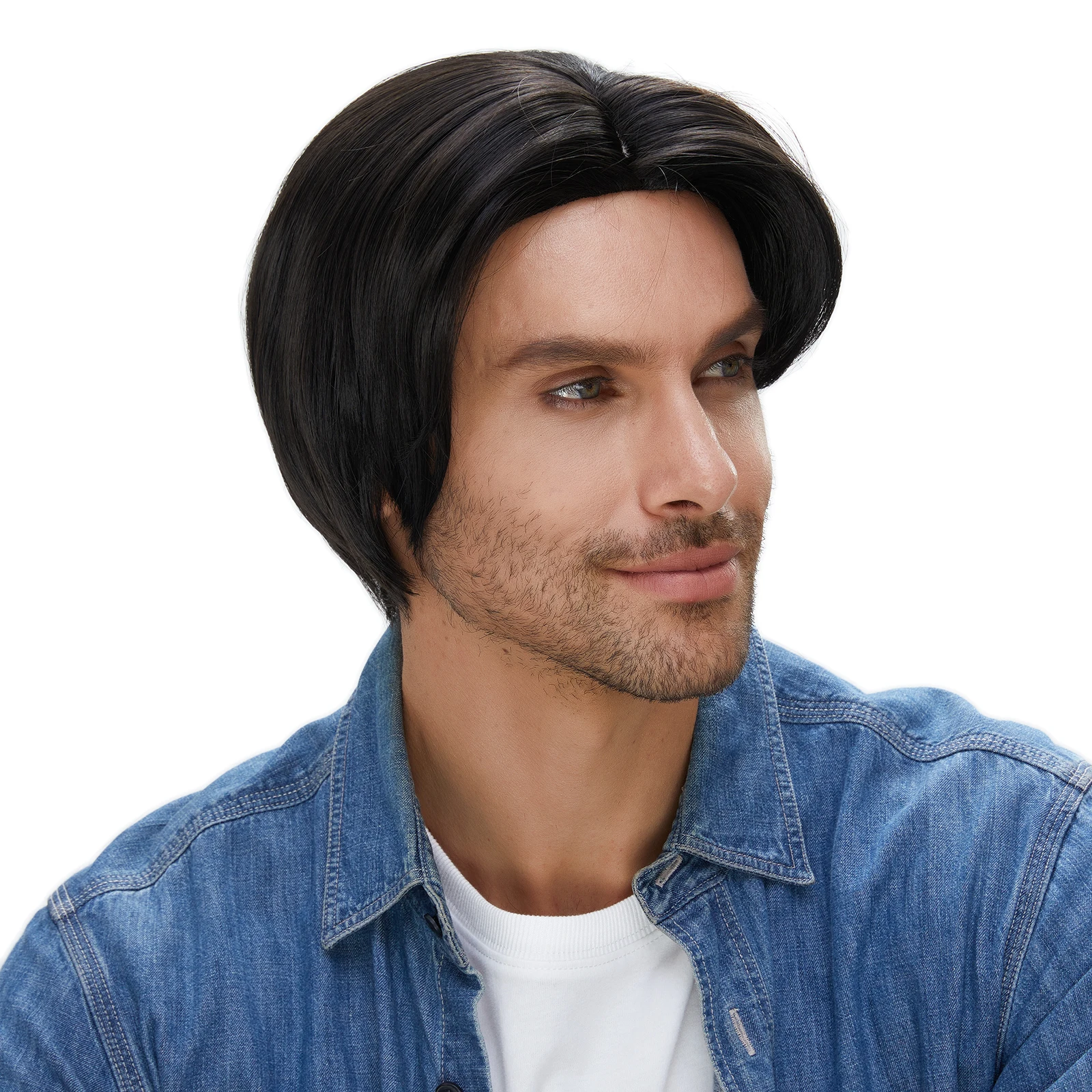 Темно-коричневый мужской короткий синтетический парик Parik с баковиной