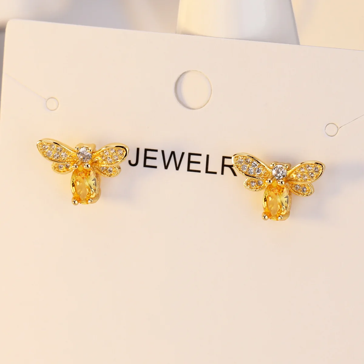 

New Fashion Bee Crystal Stud Earrings Gold Color Earring For Women Female Jewelry New Oorbellen