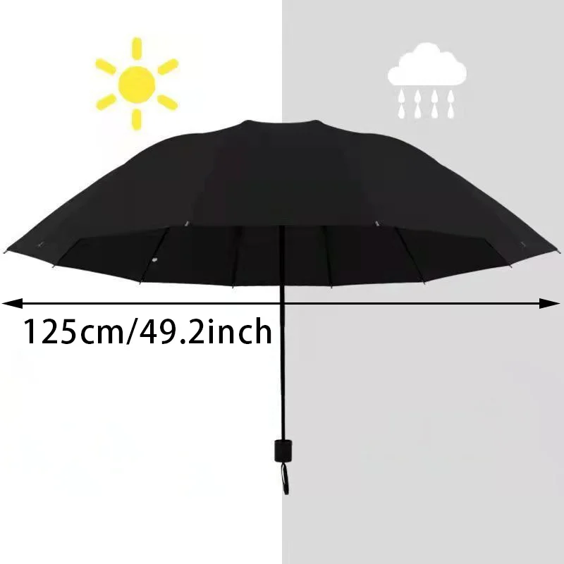 Полностью складной зонт из двойной кости с 12 костями для защиты от солнца