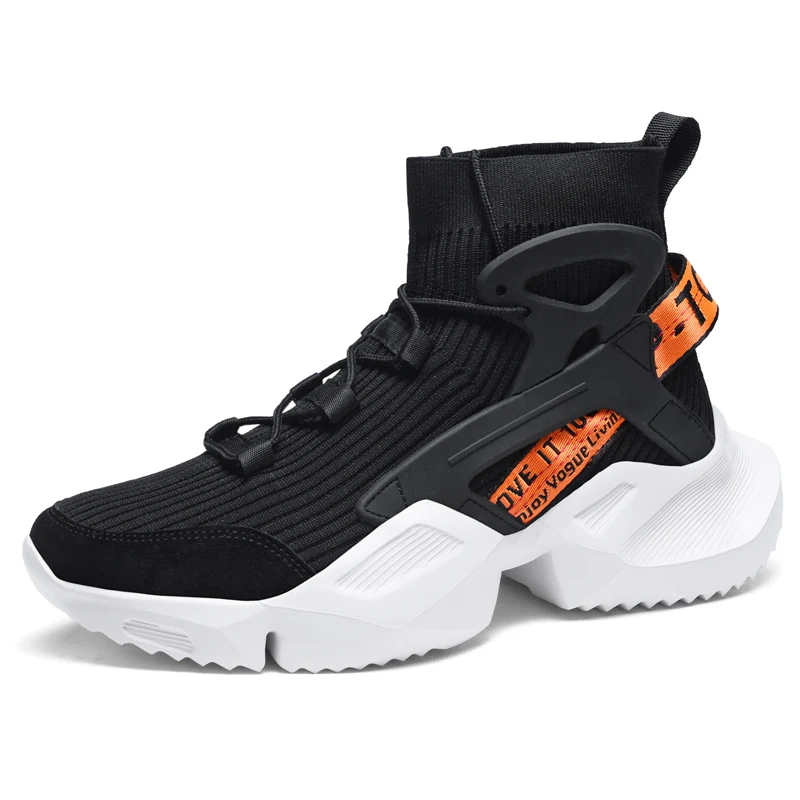 

New Men's Running Shoes Summer Mesh Breathable Casual Shoes, High Top Socks Fashion Trend Sneakers for Men Increase Size 46
