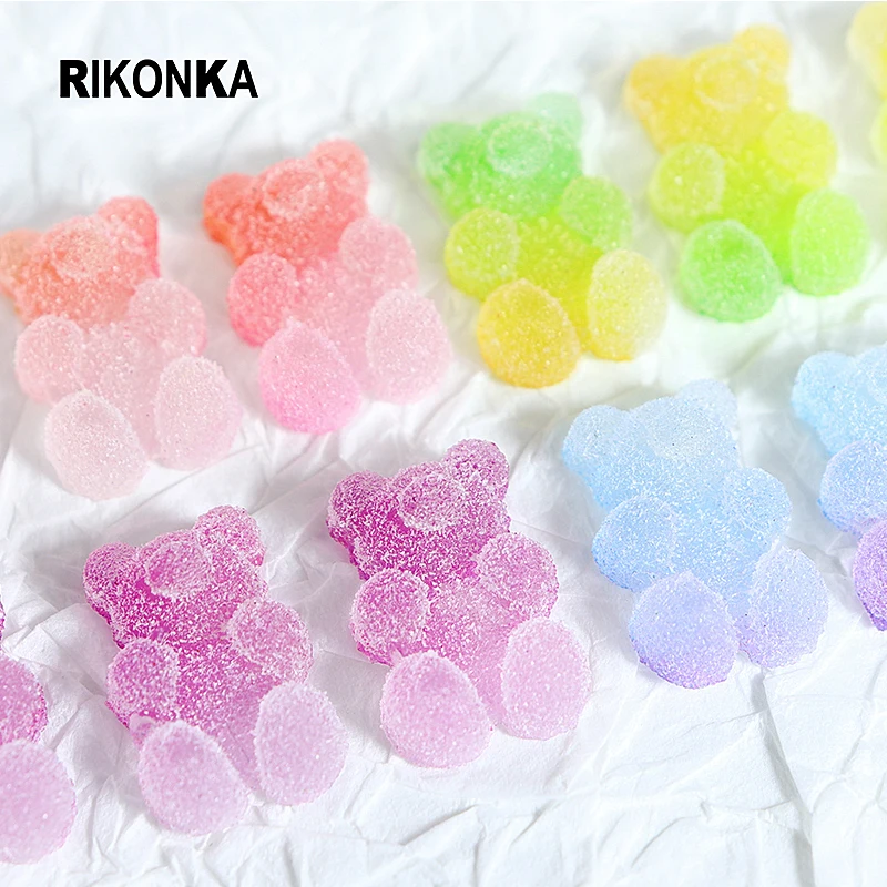 12 шт. набор деталей для ногтей в виде мягких медвежат с эффектом сахарной глазури 3D в форме сердец для декора ногтей DIY-чармов и аксессуаров Kawaii.