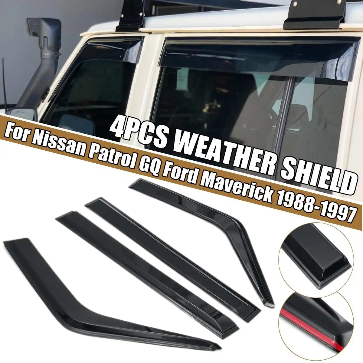 

Car Window Visors Sun Rain Guard Vent Deflectors Wind Deflectors Tinted For Nissan For Patrol GQ For Ford For Maverick 1988-1997