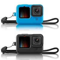 suitable for gopro hero 10 9 silicone case lens cap protective cover cage accessories black blue