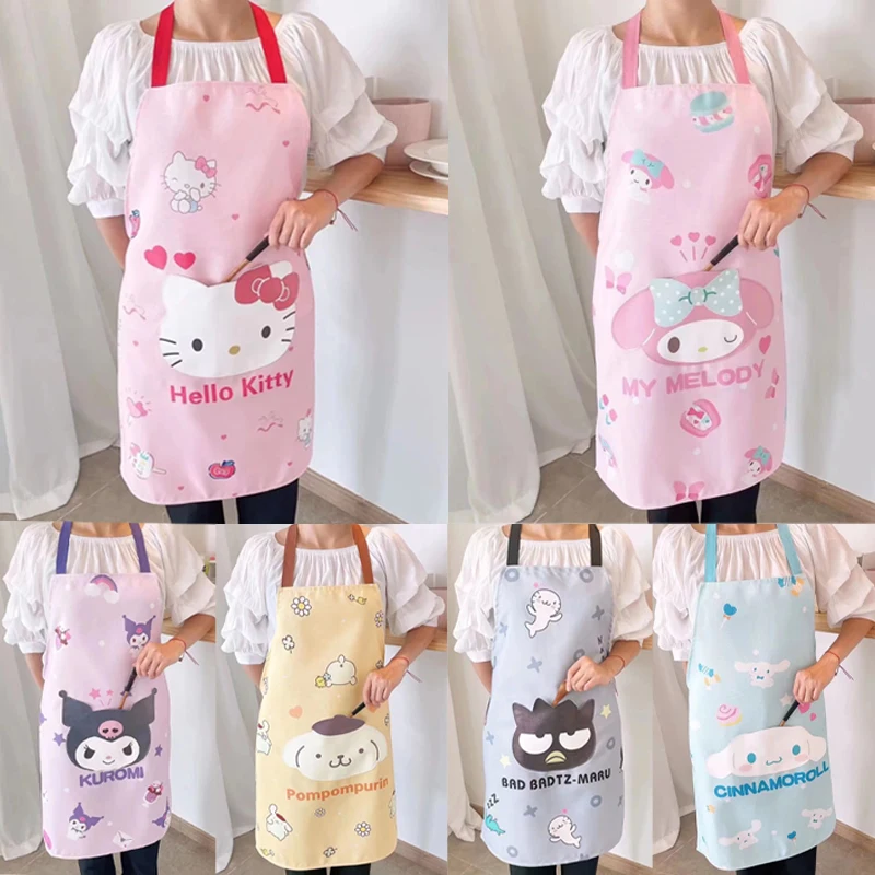 

Kawaii Sanrioed Apron Anime Melody Cinnamoroll Kuromi Kitchen Apron Cartoon Xo Hello Kitty Cooking Baking Home Cleaning Pinafore
