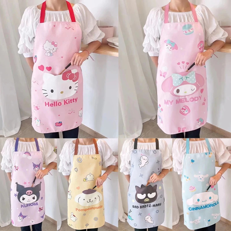 

Кухонный Фартук Kawaii Sanrioed аниме Melody Cinnamoroll Kuromi фартук с героями мультфильмов Hello Kitty Приготовление выпечки домашняя уборка