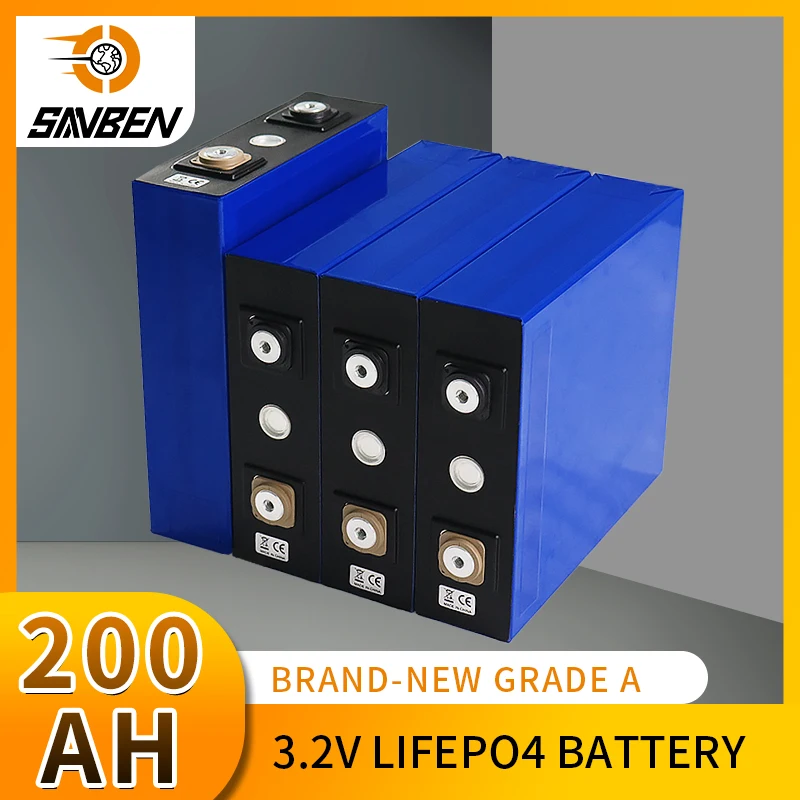 

3.2V 200AH Lithium Iron Phosphate Battery Rechargeable Lifepo4 Battery Solar Cell for 12V 24V 48V Boat Golf Cart EV RV Forklift