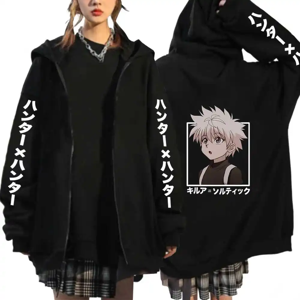 

New Hoodie Hunter X Hunter Killua Zoldyck Zip Up Hoodies Streetwear Plus Size Jackets Coats Long Sleeve Fleece Zipper Anime Hood