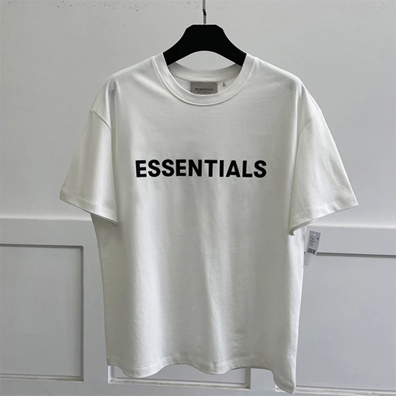 EU Size Summer 100%Cotton T Shirt ESSENTIALS Letter Printing T-shirts Man Oversized Short Sleeve Tops Tees Men's Clothing S-4XL images - 6