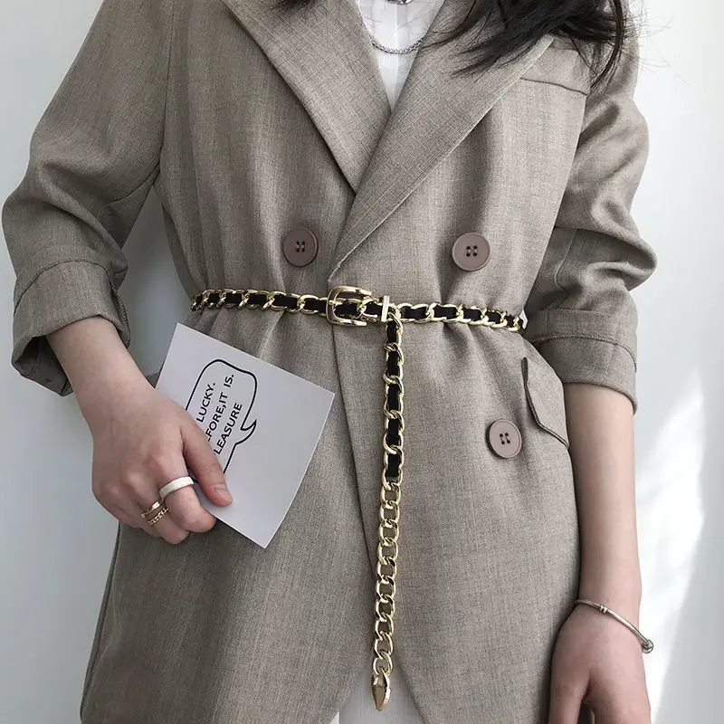 

Женское платье с цепочкой на талию, модные кожаные пояса с длинными кисточками, серебристые аксессуары для металлических ремней, костюмное ...