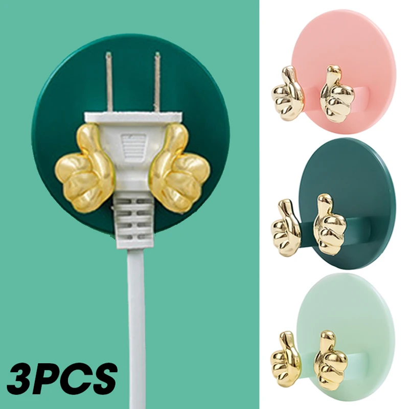

1/3PCS Wall Plug Hooks Self-adhesive Power Sockets Hook Golden Fingers Hook Keys Holder Bathroom Punch-free Holder Organizer