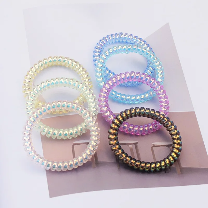 

Large Bold Mermaid Ji Telephone Line Hair Ring Women Laser Colorful Hair Rope Tied Hair Rubber Band Head Rope Hair Accessories