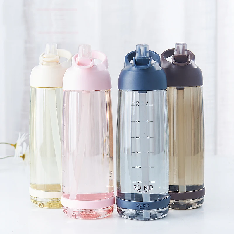 

0.5-1L Water Bottle With Straw Outdoor Fitness Sports Leakproof Mug BPA Free Plastic Cup Portable Drinking Kettle Travel Hiking