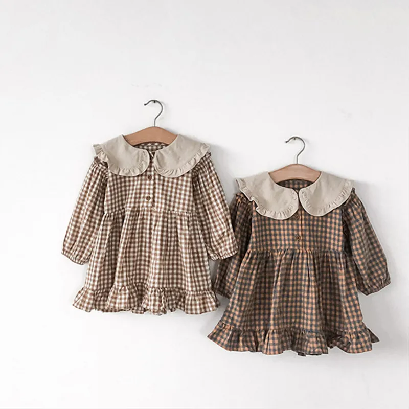 

2023 Spring Summer Children's Clothing Girls Dresses Kids Cute Lapel Linen Cotton Dress Baby Girl Casual Skirt Dress