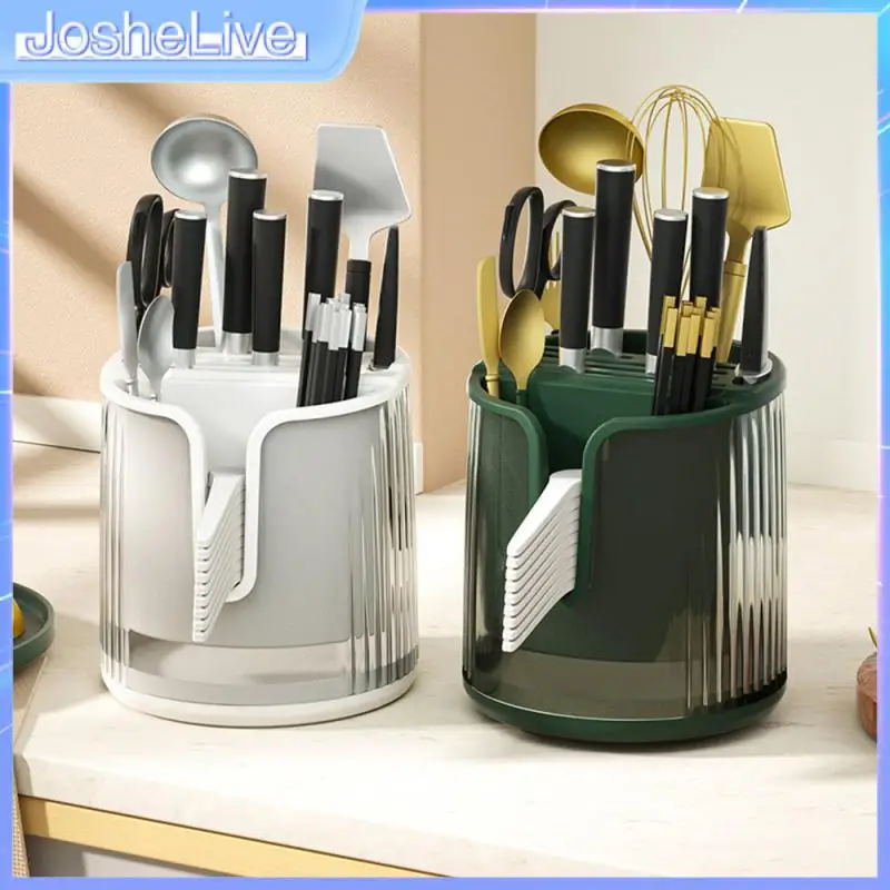 

Practical Rotary Knife Rack Transparent Storage Rack Durable Draining Knife Rack Kitchen Storage Multi Hole Knife Groove