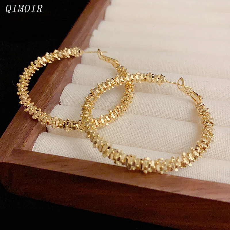 Металлические серьги-кольца для женщин блестящие модные украшения классические