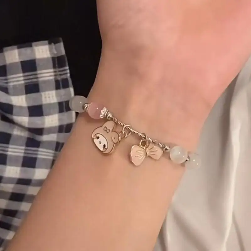 

Новинка 2022, милый Sanrioed My Melody, браслет из коричного опала, милый женский простой браслет, подарки для лучших друзей, игрушки для девочек