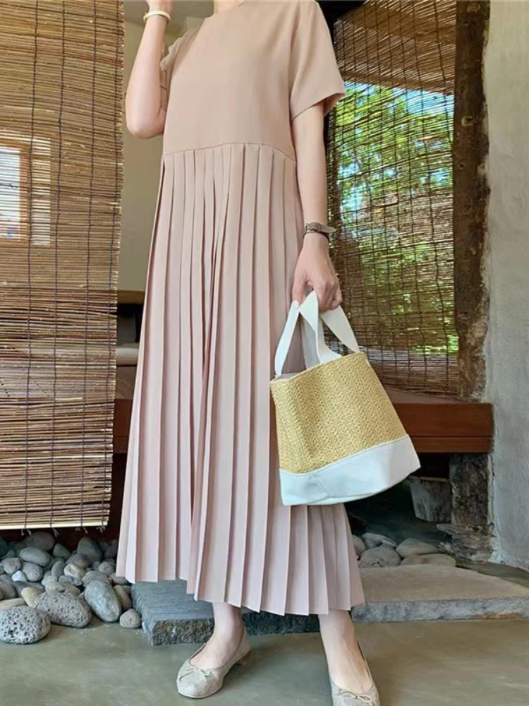 

Elegant Dresses for Women 2023 Summer New Solidr Chiffon Long Dresses Fashion LOOSE Short Sleeve Vintage Robe Casual Streetwear