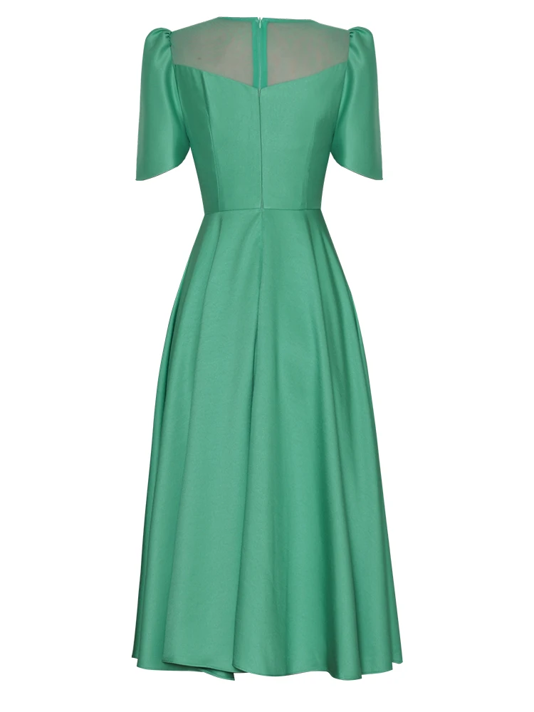 Женское дизайнерское платье с коротким рукавом AELESEEN длинное Сетчатое офисное