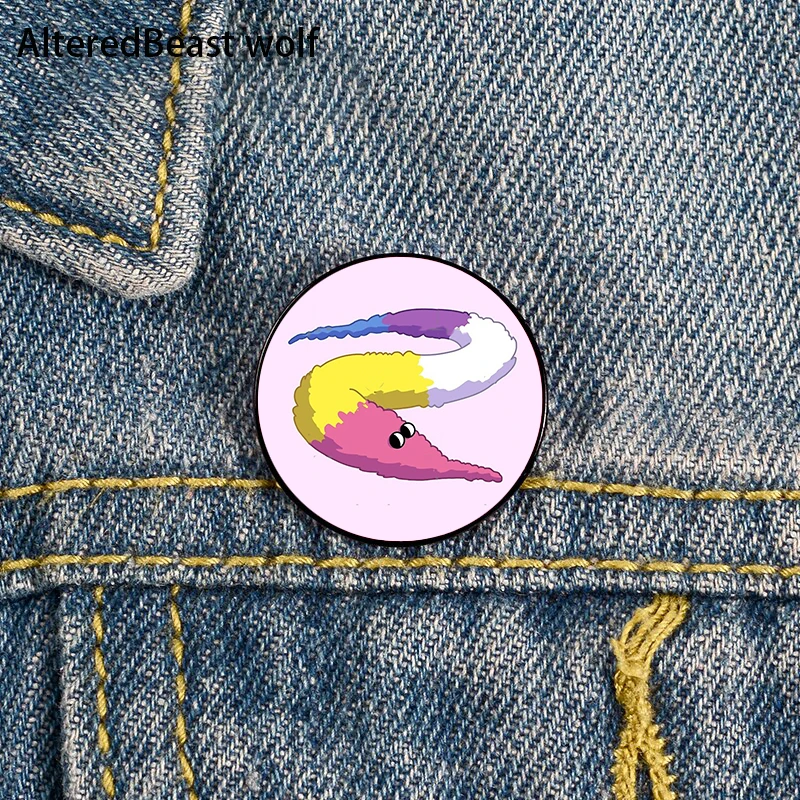 

Bigender Pride Flag Worm on a String Pin Custom Brooches Shirt Lapel teacher Bag backpacks Badge gift brooches pins for women